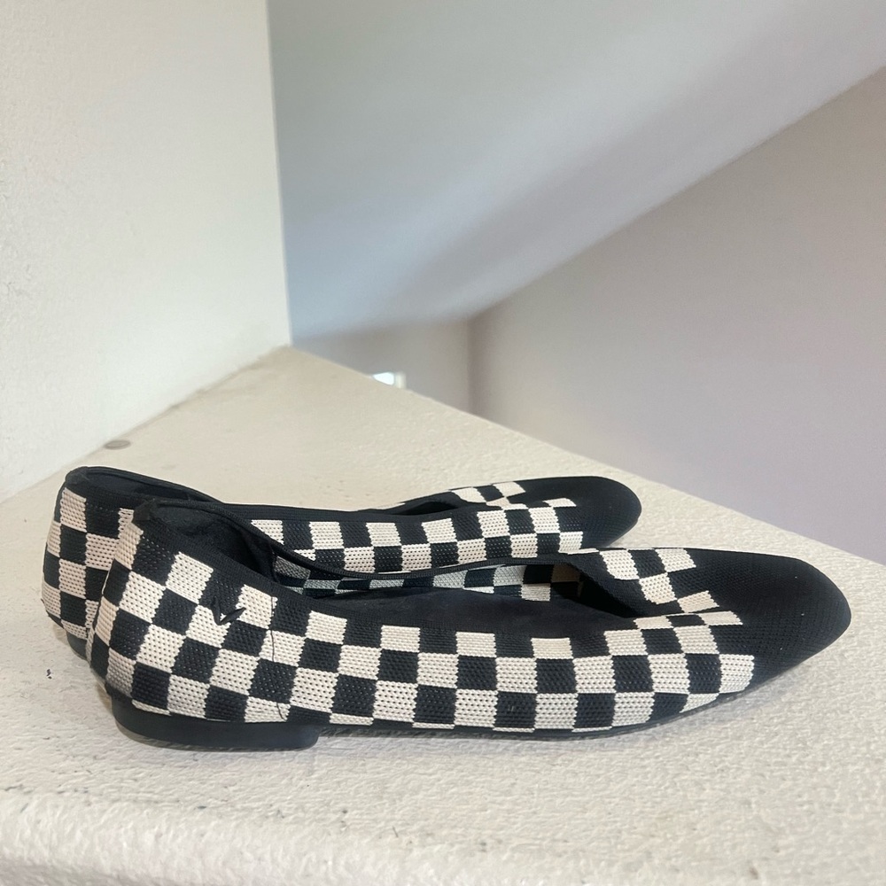 Vivaia Shoes Margot 2.0 Black & White Checker Knit Ballet Flats Chic Preppy 42 - Picture 3 of 11